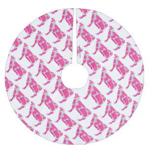 Cow Shock rosa och White Silhouette Julgransmatta Borstad Polyester