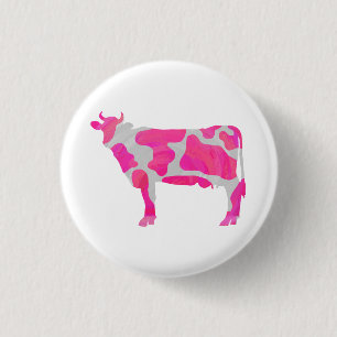 Cow Shock rosa och White Silhouette Knapp