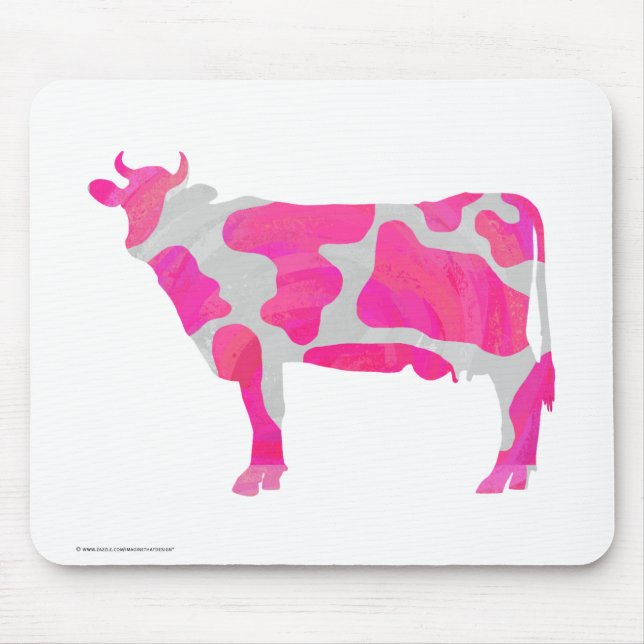 Cow Shock rosa och White Silhouette Musmatta (Framsidan)