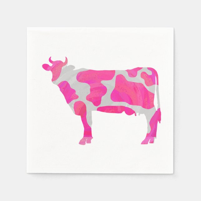 Cow Shock rosa och White Silhouette Pappersservett (Framsidan)