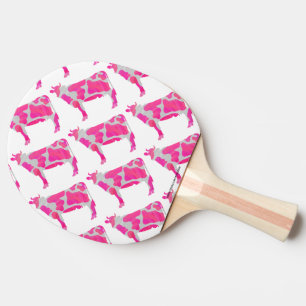 Cow Shock rosa och White Silhouette Pingisracket