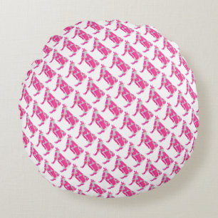 Cow Shock rosa och White Silhouette Rund Kudde