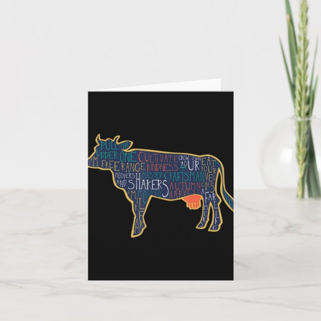 Cow Silhouette Tygraphy Phrases Heifer Fun Chris T Kort (Framsida)