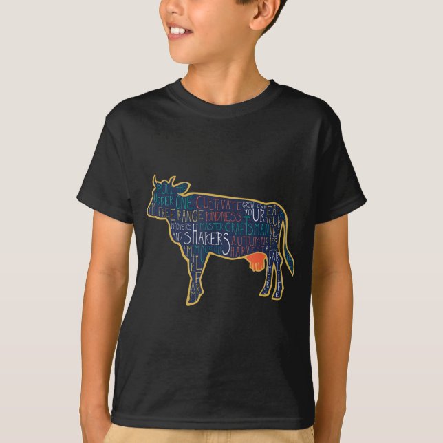 Cow Silhouette Tygraphy Phrases Heifer Fun Chris T T Shirt (Framsida)