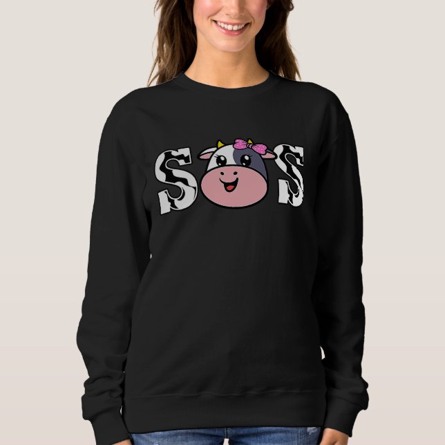 Cow Sis Farmer Animal  Cute Cow Pattern Sister T Shirt (Framsida)
