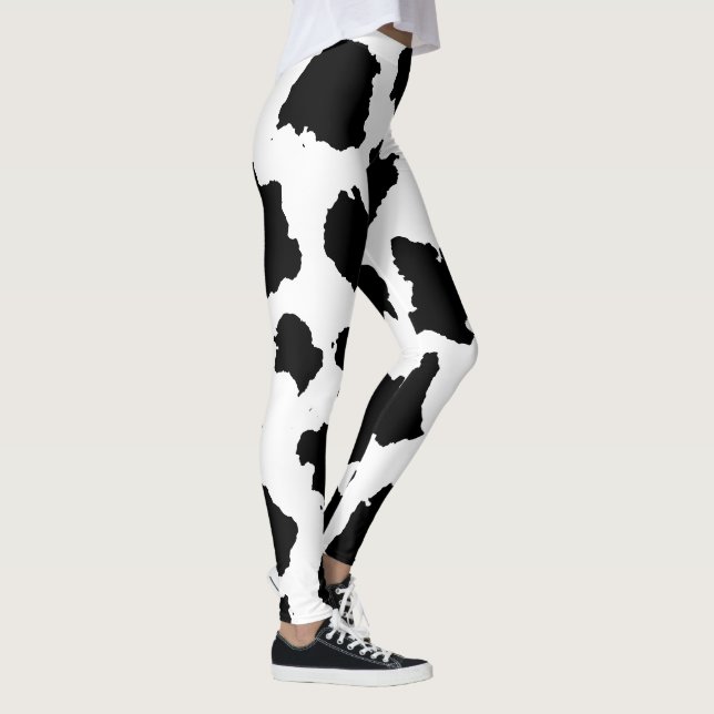 Cow Skin Black and White Mönster Leggings (Höger)