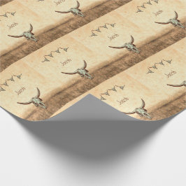 Cow Skull Brown Land Westerna Rustic Mönster Presentpapper