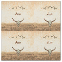 Cow Skull Brown Land Westernare Rustic Mönster