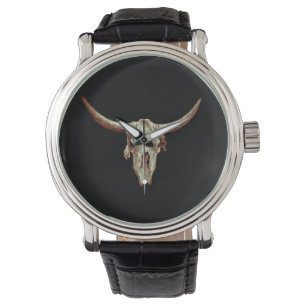 Cow Skull Brown Land Westernare Rustic Stil Armbandsur