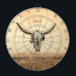 Cow Skull Brown Westerna Land Rustic Stil Darttavla<br><div class="desc">Bullet från skallen brun beige westernt rostfritt vintage,  ritbordsvilt. Unik originell jordbakgrund för det gamla lantbruket land stil. Vilda western cowboyinspirerad. Coola,  trendig,  konst av husdjur...  Bilcopyright Marg Seregelyi Photography.</div>