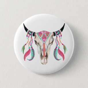 Cow Skull med Dream Catcher Knapp