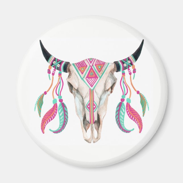 Cow Skull med Dream Catcher Magnet (Framsidan)