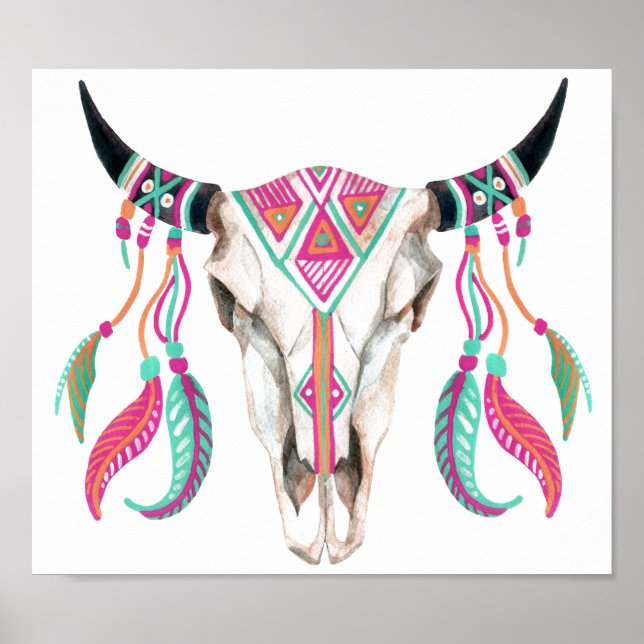 Cow Skull med Dream Catcher Poster (Framsidan)