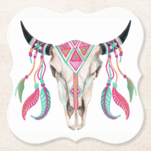 Cow Skull med Dream Catcher Underlägg Papper