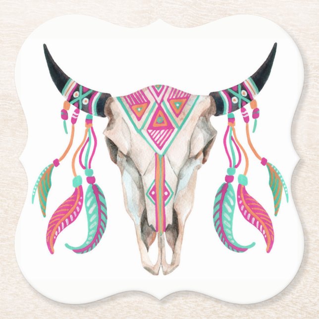 Cow Skull med Dream Catcher Underlägg Papper (Framsida)