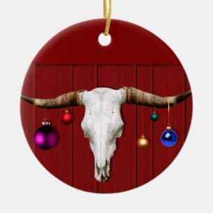 Cow Skull med julprydnader på Red Barn Julgransprydnad Keramik