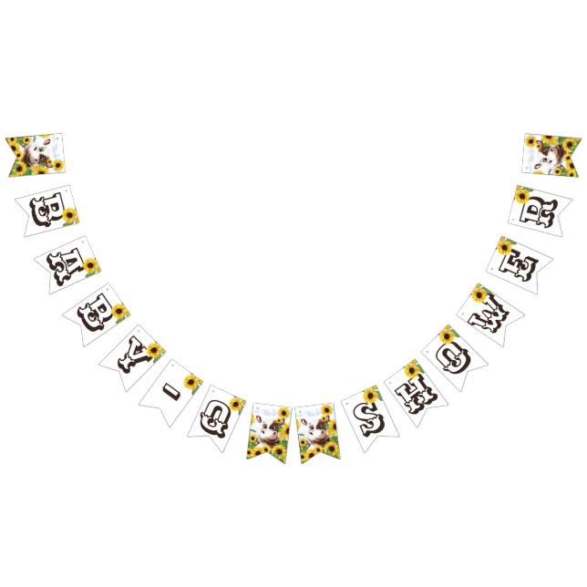 Cow Solros Baby Q Barbecue Bunting Flaggor (Alla)