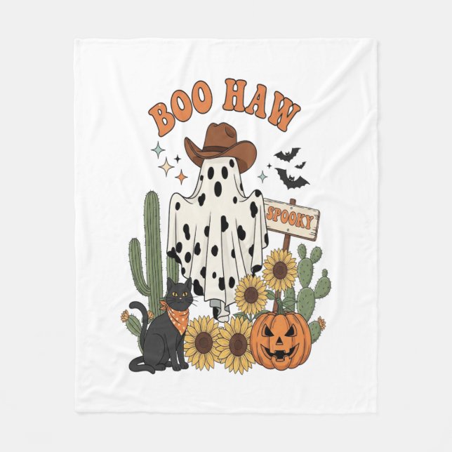 Cow Spot Ghost Western-Funny Halloween Fleecefilt (Framsidan)
