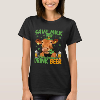 Cow St Patrick s Day Save Milk Drink Beer Irish Pa T Shirt