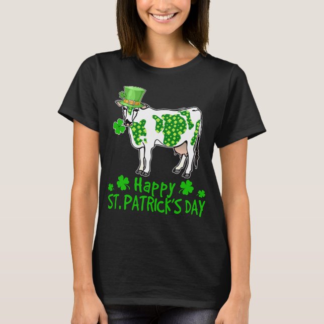 Cow St patricks day Shirt, Lucky Farmer Family T Shirt (Framsida)