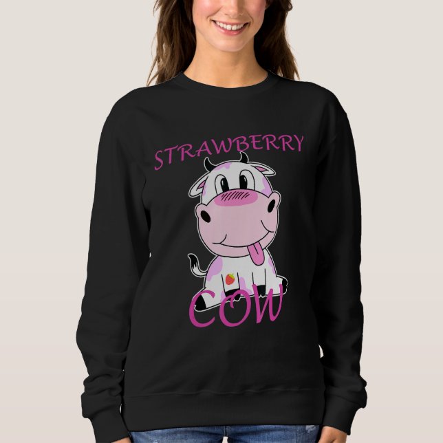 Cow Strawberry Cute Rosa Cow T Shirt (Framsida)