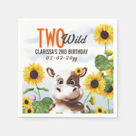 Cow Sunblomma Girl Second Birthday Pappersservett