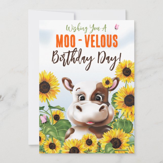 Cow Sunflower Funny Birthday (Framsida)