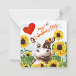 Cow Sunflower Funny Farm Classroom Valentine Card Anteckningskort