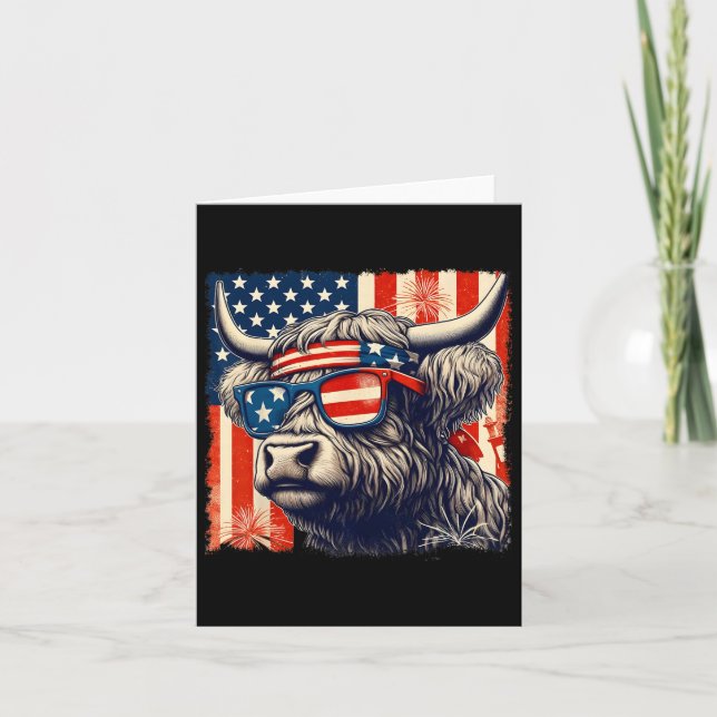 Cow Sungles American Flagga 4:e juli-odlare Kort (Framsida)