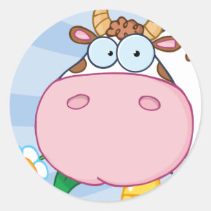 Cow Tecknade figurer Runt Klistermärke