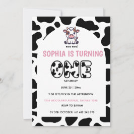 Cow Theme First Birthday Invitation – Turning One  Inbjudningar