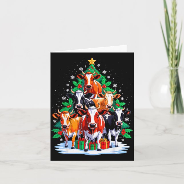 Cow Tree Christmas Cow Lover Xmas Squad Men Women  Kort (Framsida)