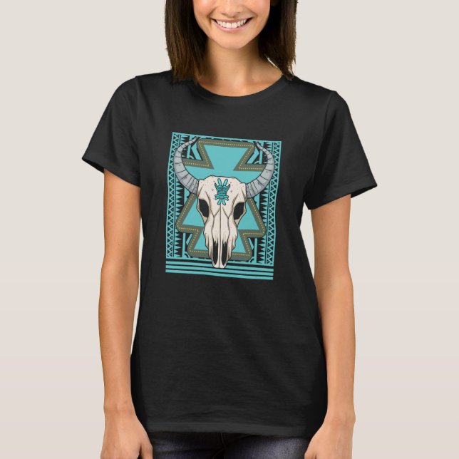 Cow Turquoise Cow Skulls Cow Fan  Farm Animal Cow T Shirt (Framsida)