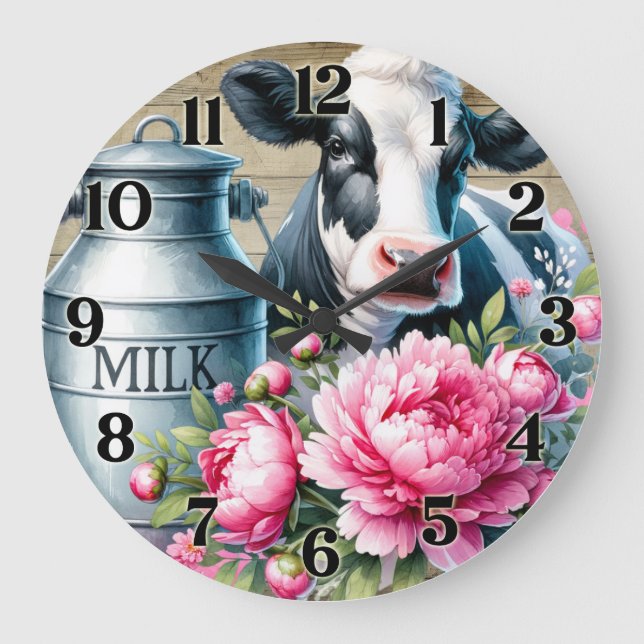 Cow Wall Clock Stor Klocka (Framsida)