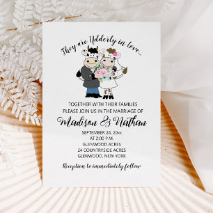 Cow Wedding Couple Fun Cartoon Bull/Cow Couple Inbjudningar
