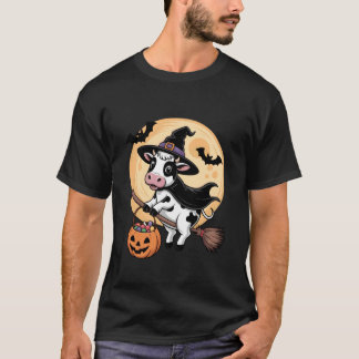 Cow Witch Hat Pumpkin Halloween Costume Men Women  T Shirt