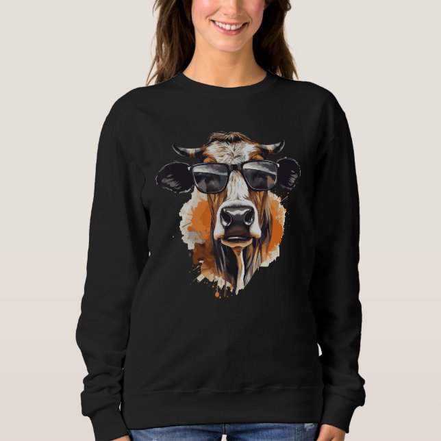 Cow With Sunglasses Farmer 2 T Shirt (Framsida)