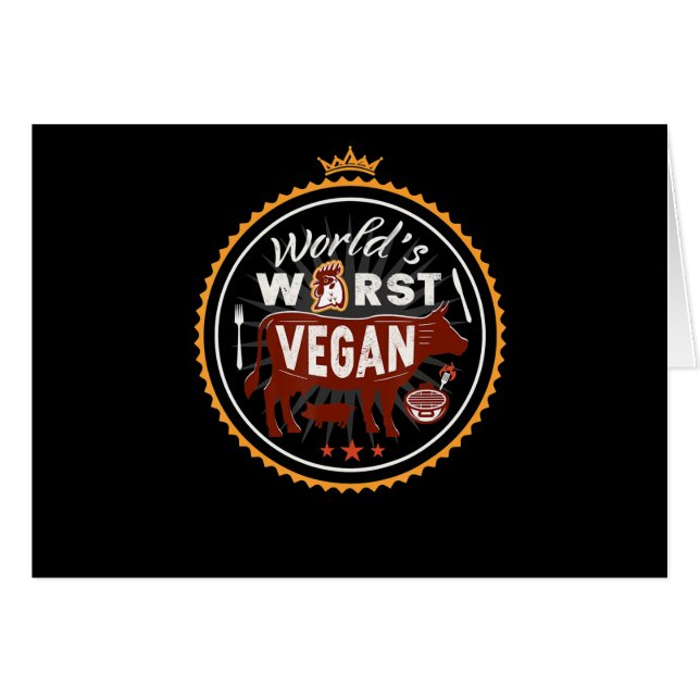 Cow Worlds Worst Vegan Kött BBQ Hälsningskort (Framsidan Horizontal)