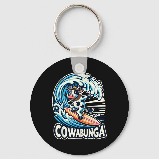 Cowabunga Beach Surfing Ko Surfingbräda Surfbräda Nyckelring (Framsida)