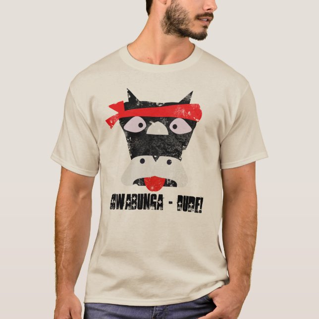 Cowabunga Boy Grunge Workout Ninja Cow T-shirt (Framsida)