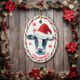 Cowabunga Cow candy cane Julgransprydnad Keramik