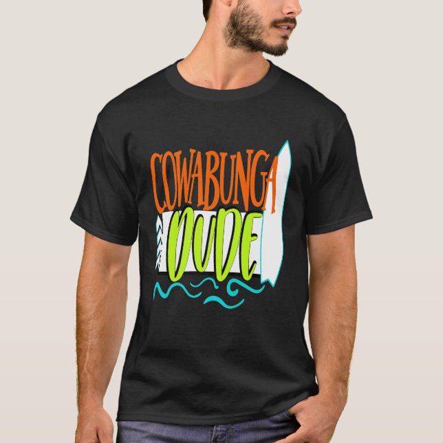Cowabunga Dude Surf Rolig Sommar T-Shirt Pojkar Ba (Framsida)