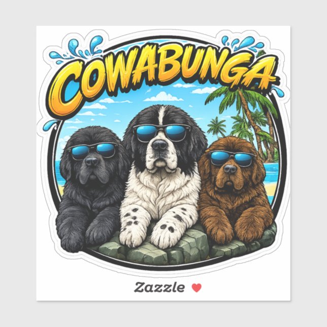 Cowabunga Newfies  Klistermärken (Ark)