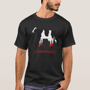 Cowasocki Ko som bär röda och vita strumpor T Shirt