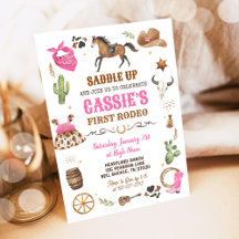 Cowboy 1:a Rodeo Rosa Vilda Västern Tema Födelseda