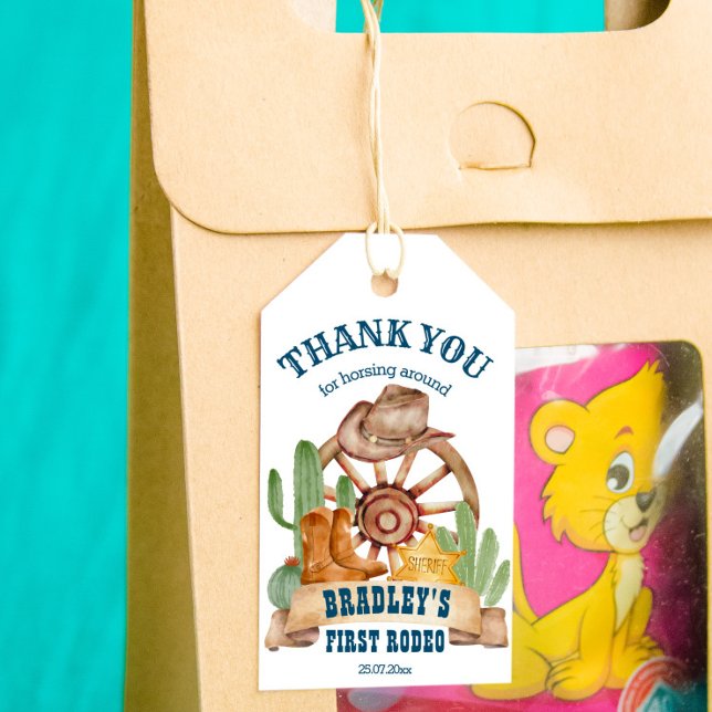 Cowboy 1st rodeo-hästar farm party tack presentetikett (Skapare uppladdad)