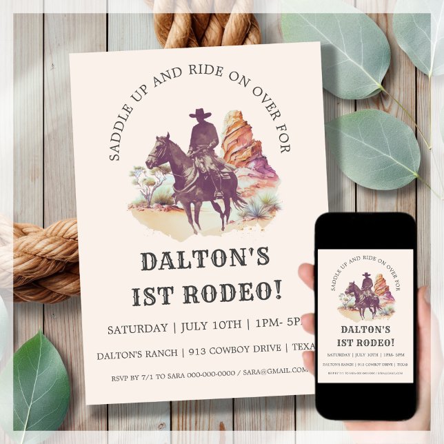 Cowboy 1st Rodeo Party | Inbjudan till födelsedag (Skapare uppladdad)