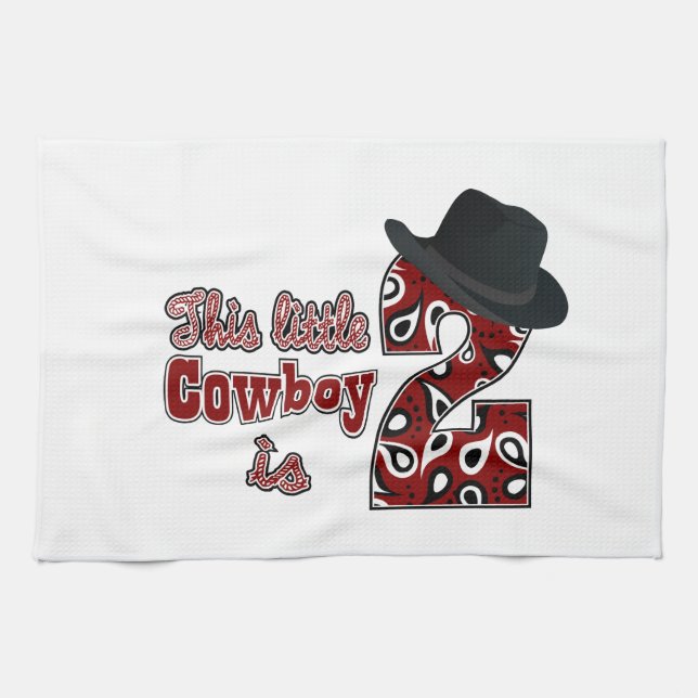 Cowboy 2:a födelsedagen kökshandduk (Horisontell)