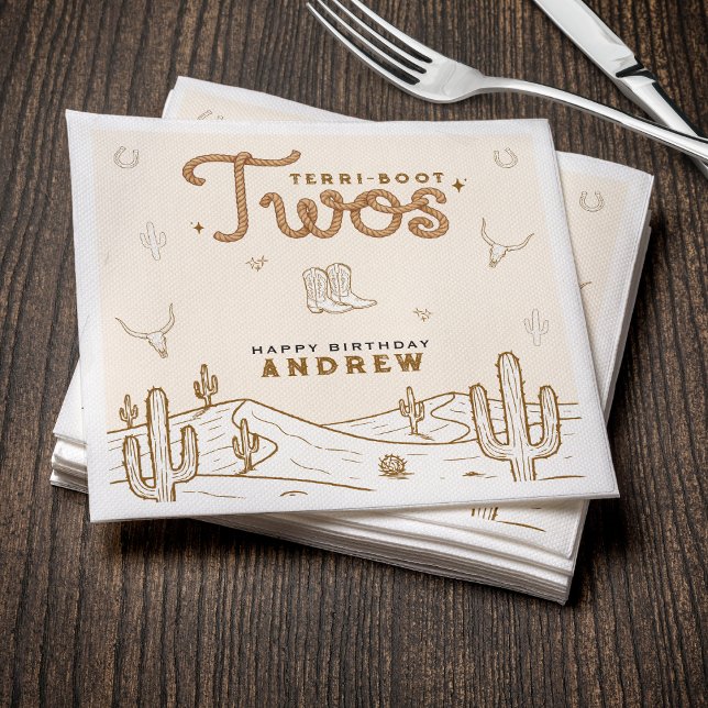Cowboy 2nd Birthday Party Terri-Boot Twos Western Pappersservett (Cowboy 2nd Birthday Party Terri-Boot Twos Western Napkins
)