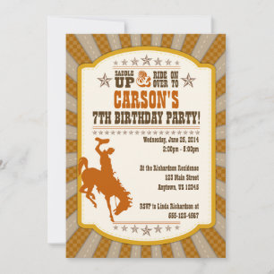 Cowboy 7:e Födelsedagsfest inbjudan